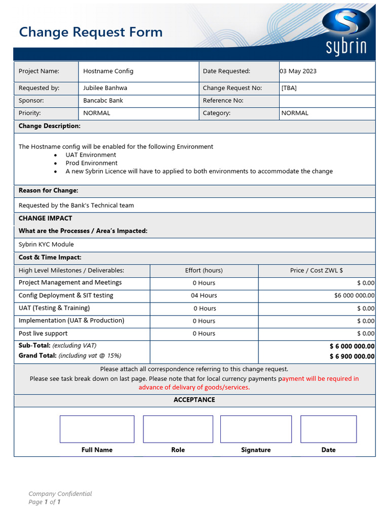 Hostname Config Change Request Form | PDF