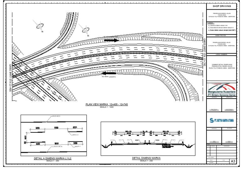 PLAN VIEW MARKA 12+405 - 12+745: Shop Drawing | PDF