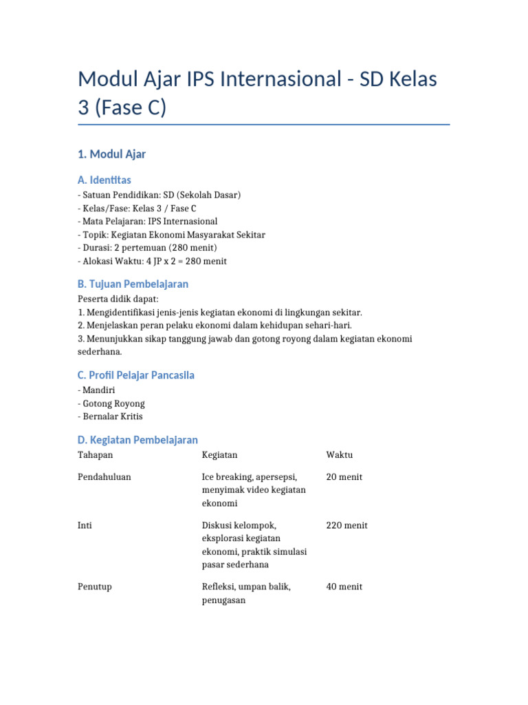 Modul IPS Kelas 3: Kegiatan Ekonomi | PDF