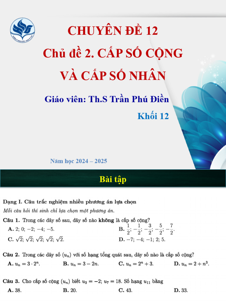 Chuyên đề 12 chủ đề 2 bài tập | PDF