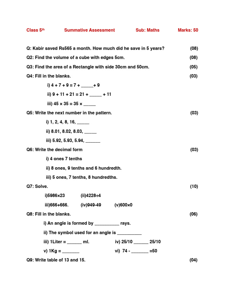 5th Maths | PDF