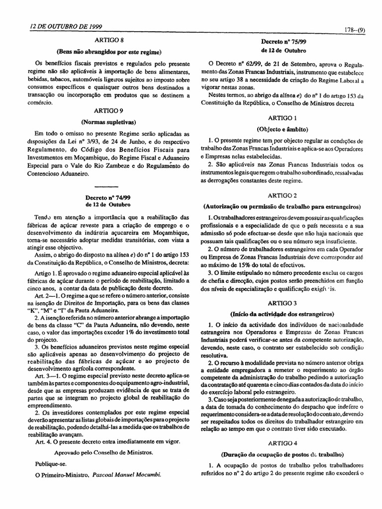 Decreto 75-99 ZFI | PDF