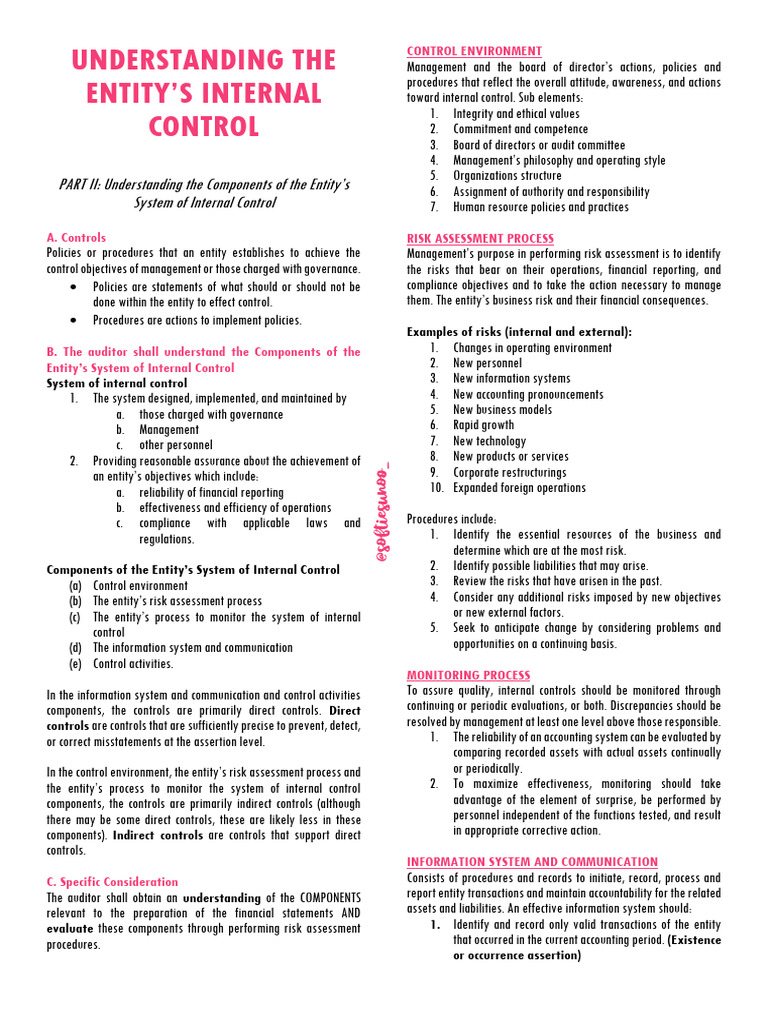 Understanding The Entity's Internal Control | PDF | Internal Control ...