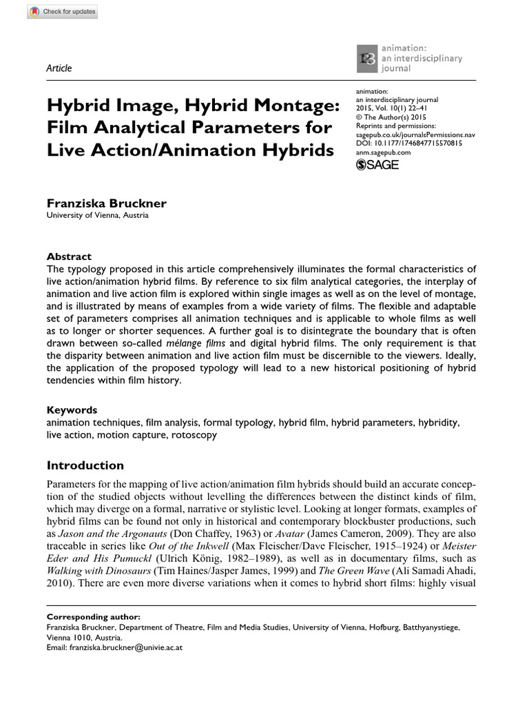 Analyzing Live Action/Animation Hybrids | PDF | Animation | Image