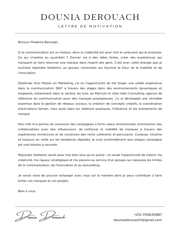 Lettre de motivation pour Stellantis | PDF