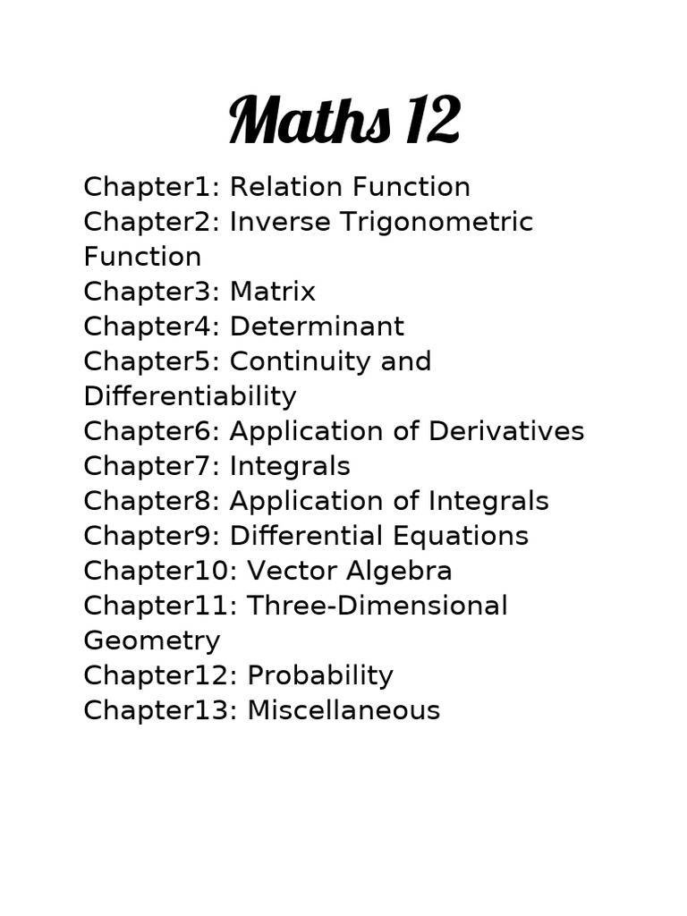 Maths 12 | PDF