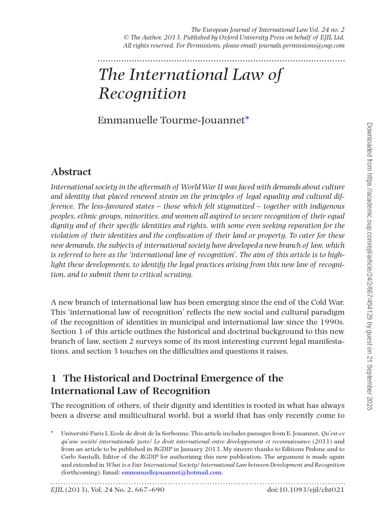 International Law of Recognition Explained | PDF | Minority Group ...