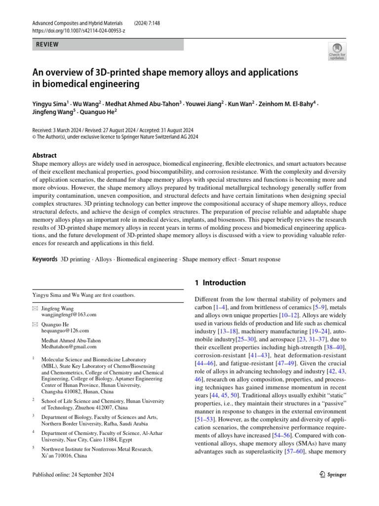 An Overview of 3D Printed Shape Memory Alloys and Applications in ...