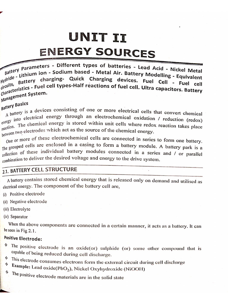 Electric and Hybrid Vehicles Unit - 2 | PDF