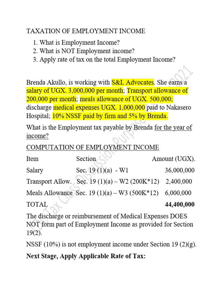 LDC TAX PRACTICE - TAXATION OF EMPLOYMENT INCOME - UPDATED ON Wednesday ...