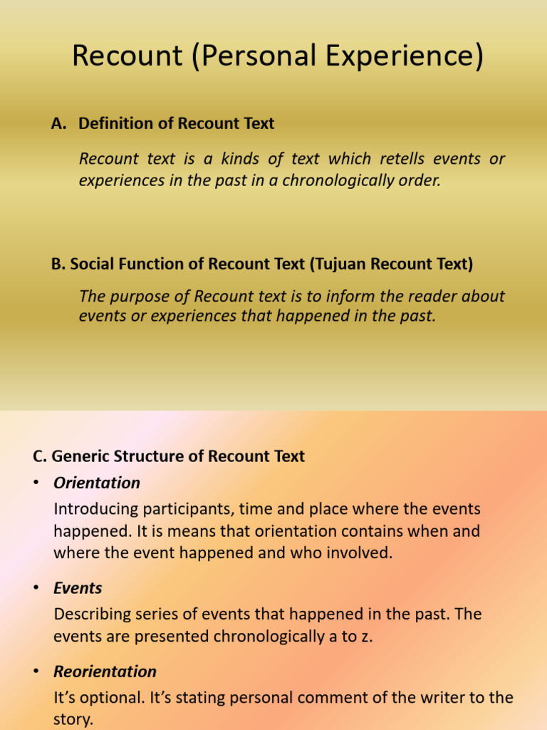 Materi Recount Text (Personal Experience) | PDF