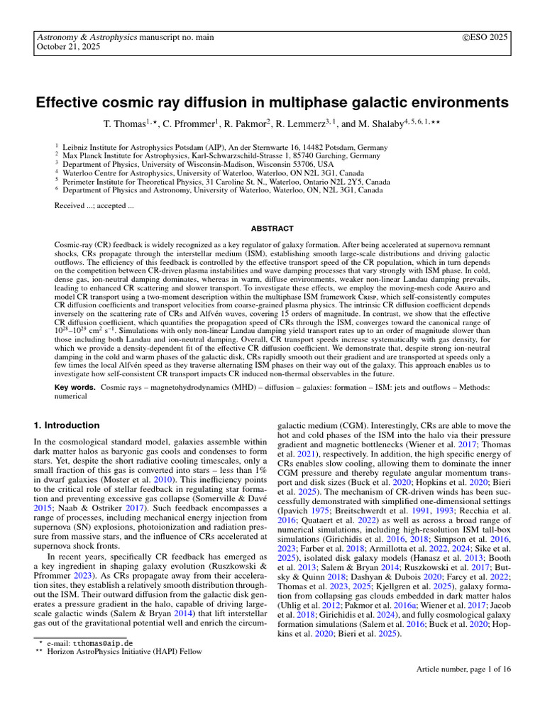 Cosmic Ray Diffusion in Galaxies | PDF | Interstellar Medium | Diffusion