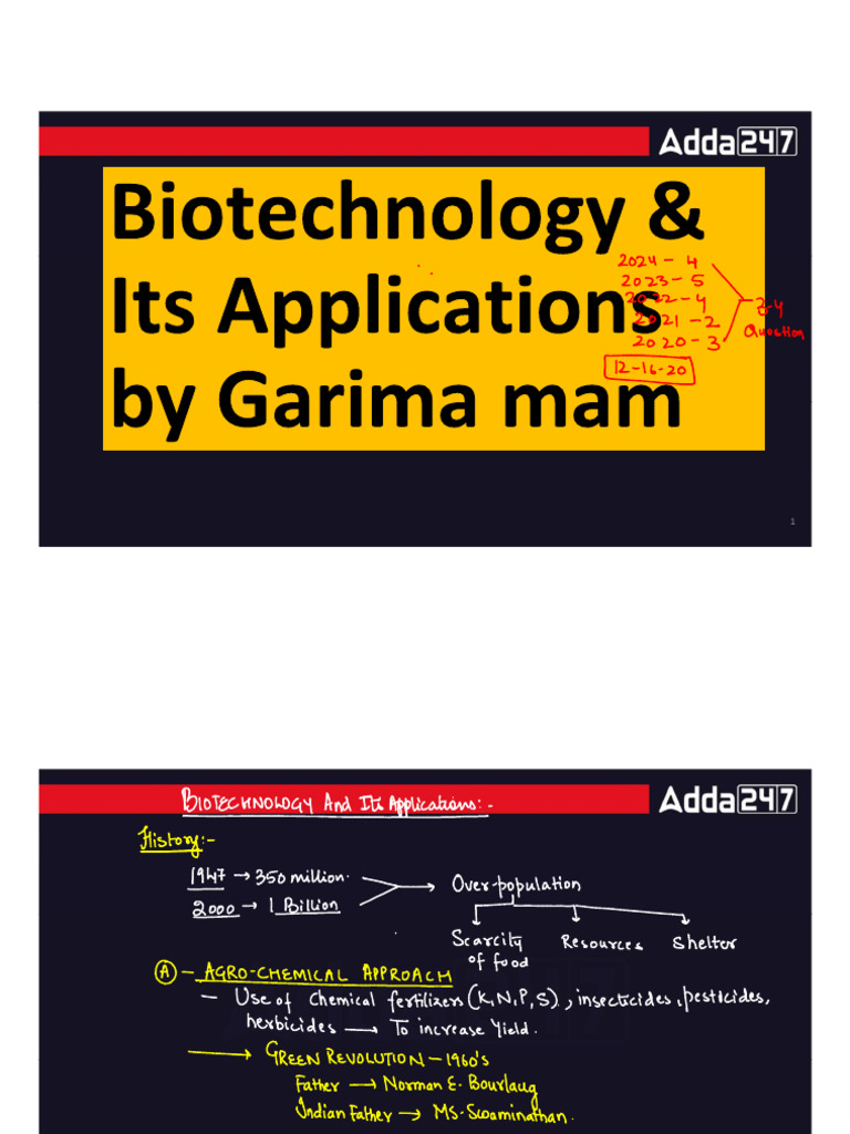 Biotechnology and Its Application 02 Notes Extracted by @sciencemates | PDF
