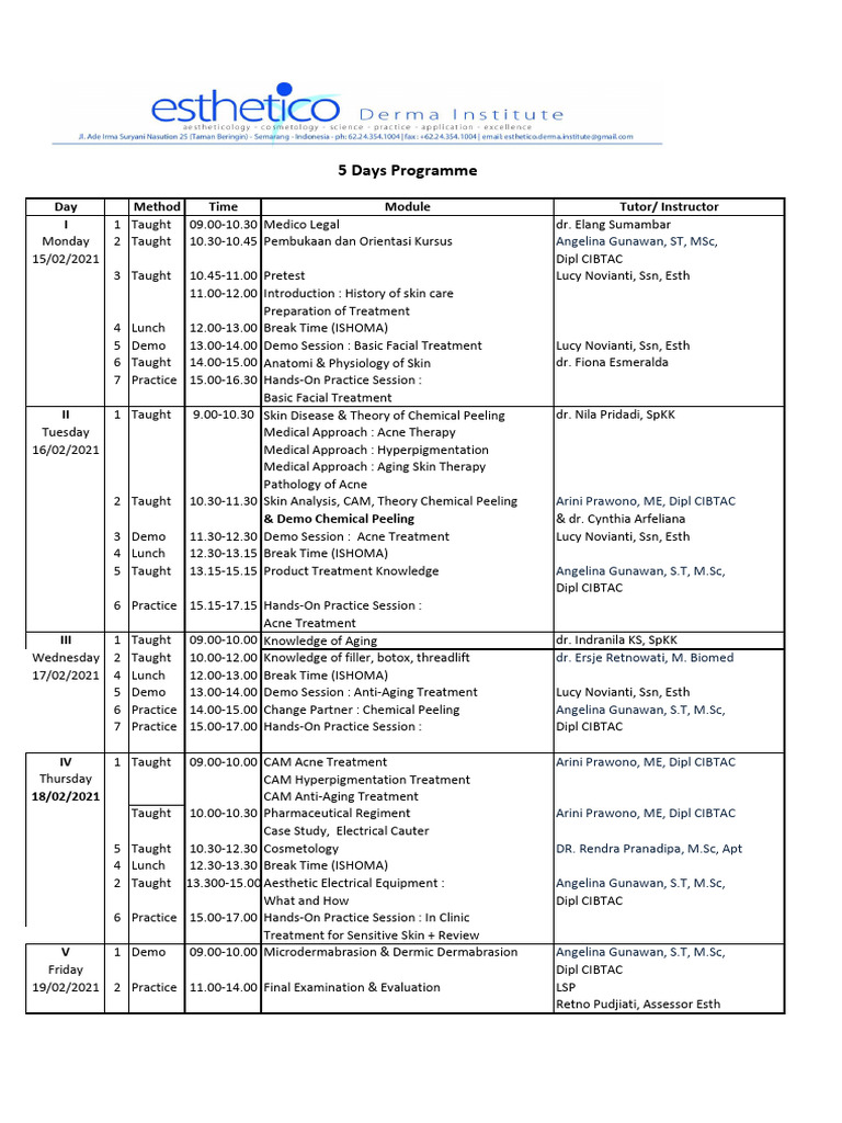 5-Day Skin Care Training Program | PDF | Medicine | Medical Specialties