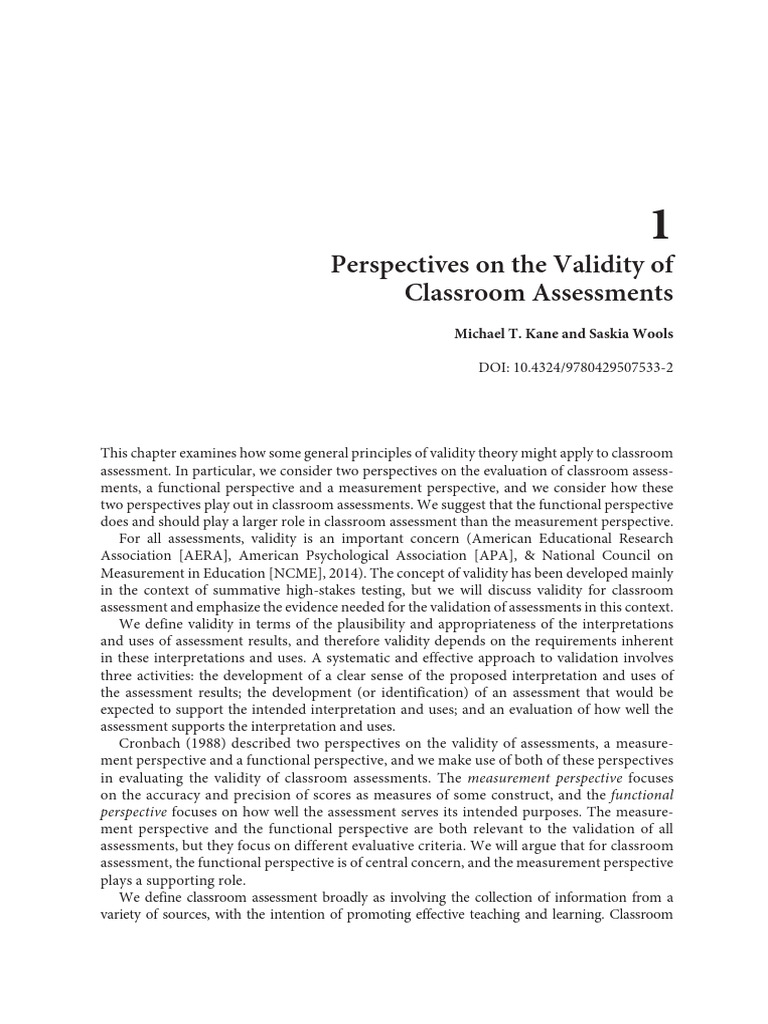 Validity in Classroom Assessments | PDF | Educational Assessment ...