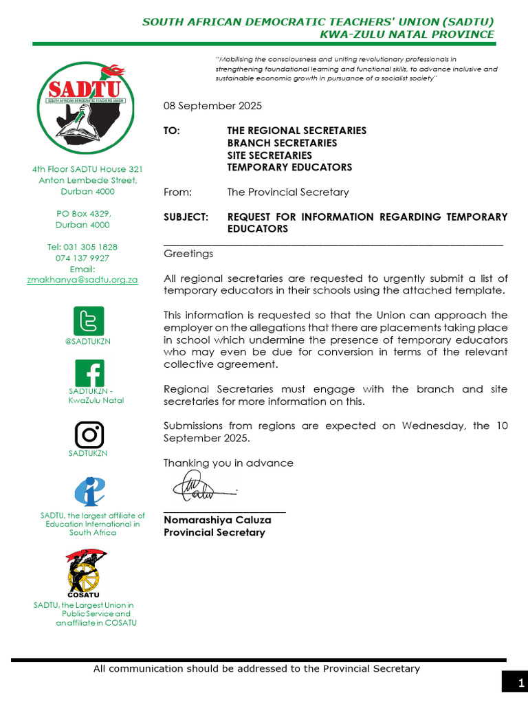 Request for Temporary Educators Info | PDF