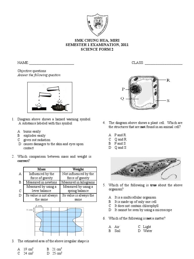 Science Form 2 Exam Prep | PDF