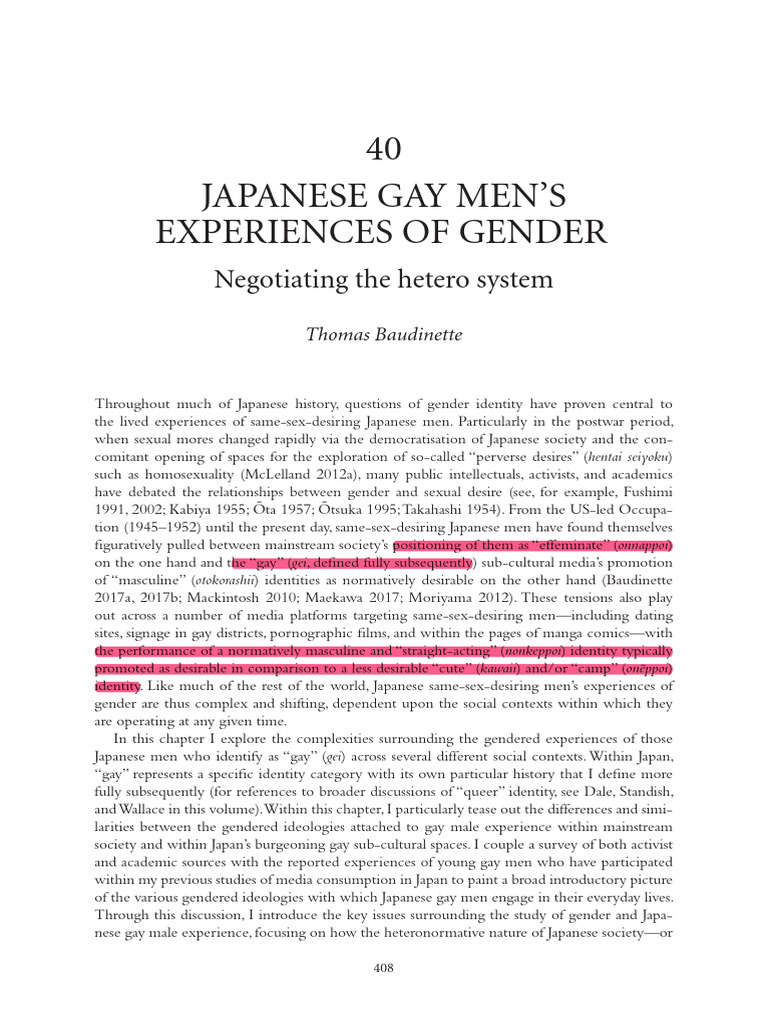 Japanese Gay Mens Experiences of Gender | PDF | Gender | Gender Studies