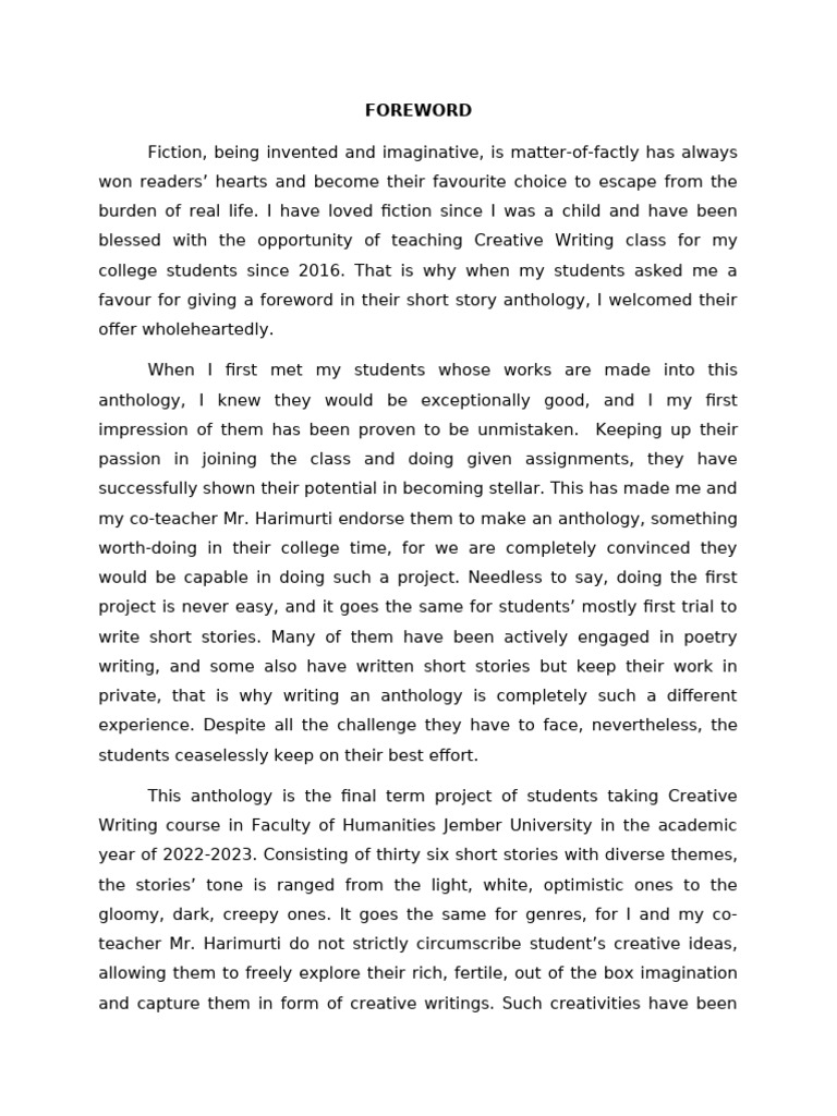 Creative Writing Student Anthology | PDF