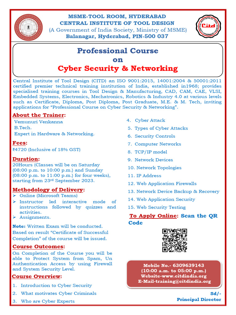 Cyber Security and Networking Brochure | PDF | Computer Network ...