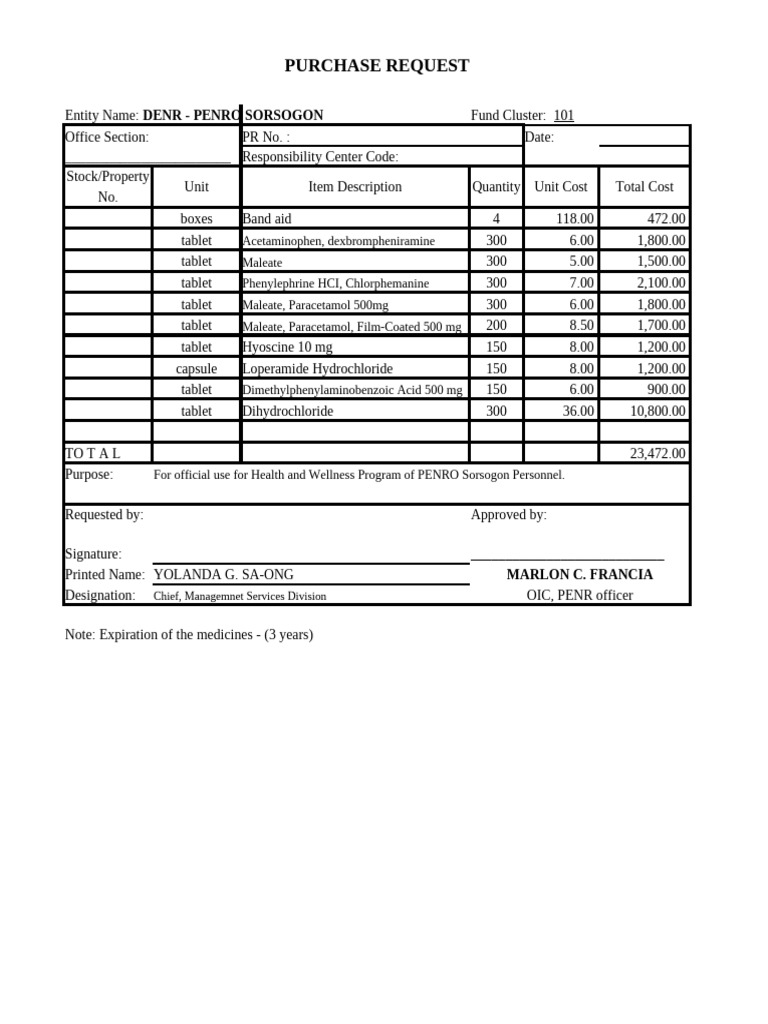 Purchase Request Form | PDF
