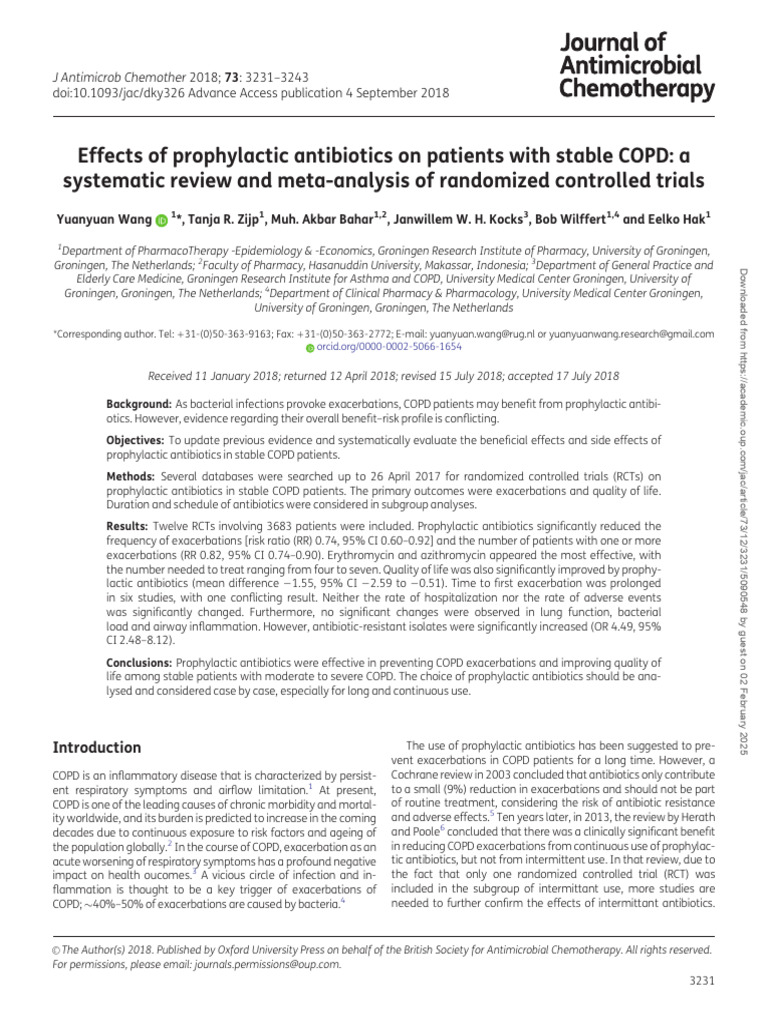 Effects of Prophylactic Antibiotics On Patients With Stable COPD - A ...