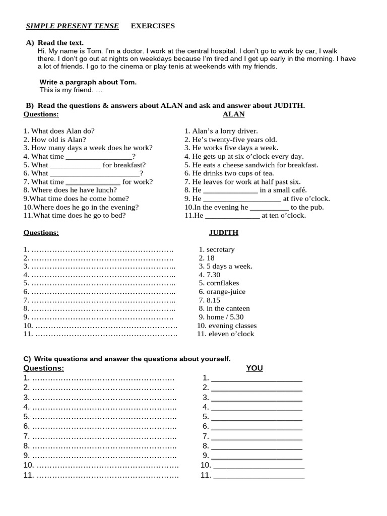 Simple Present Tense Exercises | PDF | Chess Openings | Chess
