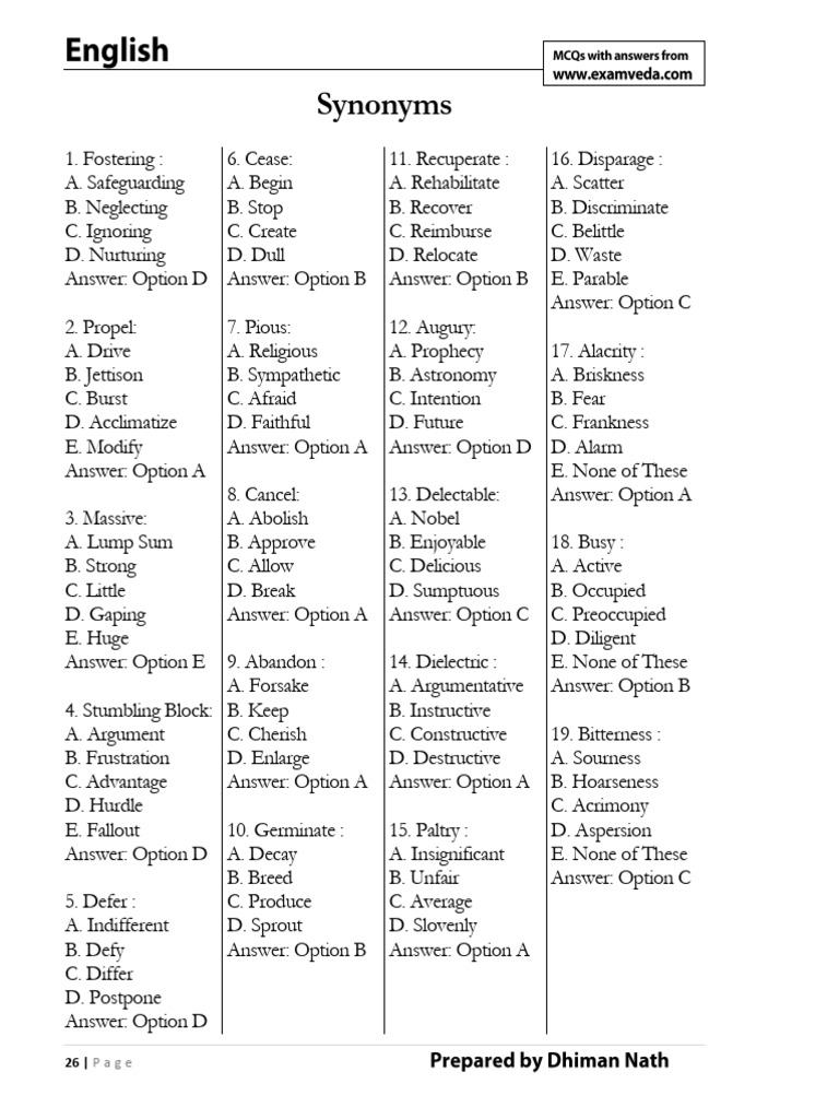 Synonyms and Antonyms Guide | PDF