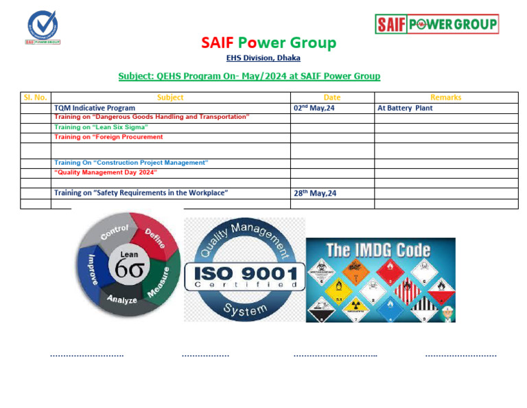 QEHS Program On May | PDF