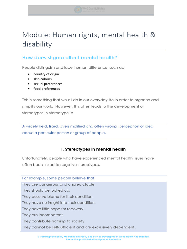 m2 c1 Course2 1 Stigma Affects Mental Health en | PDF | Social Stigma ...
