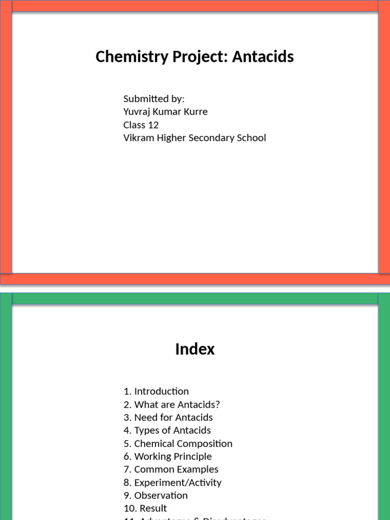Chemistry Project Antacids YuvrajKumarKurre | PDF