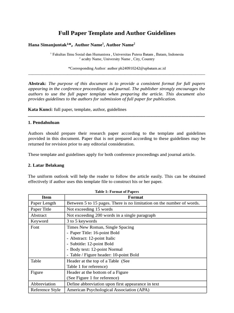 Full Paper Template and Submission Guidelines | PDF | Abstract (Summary ...