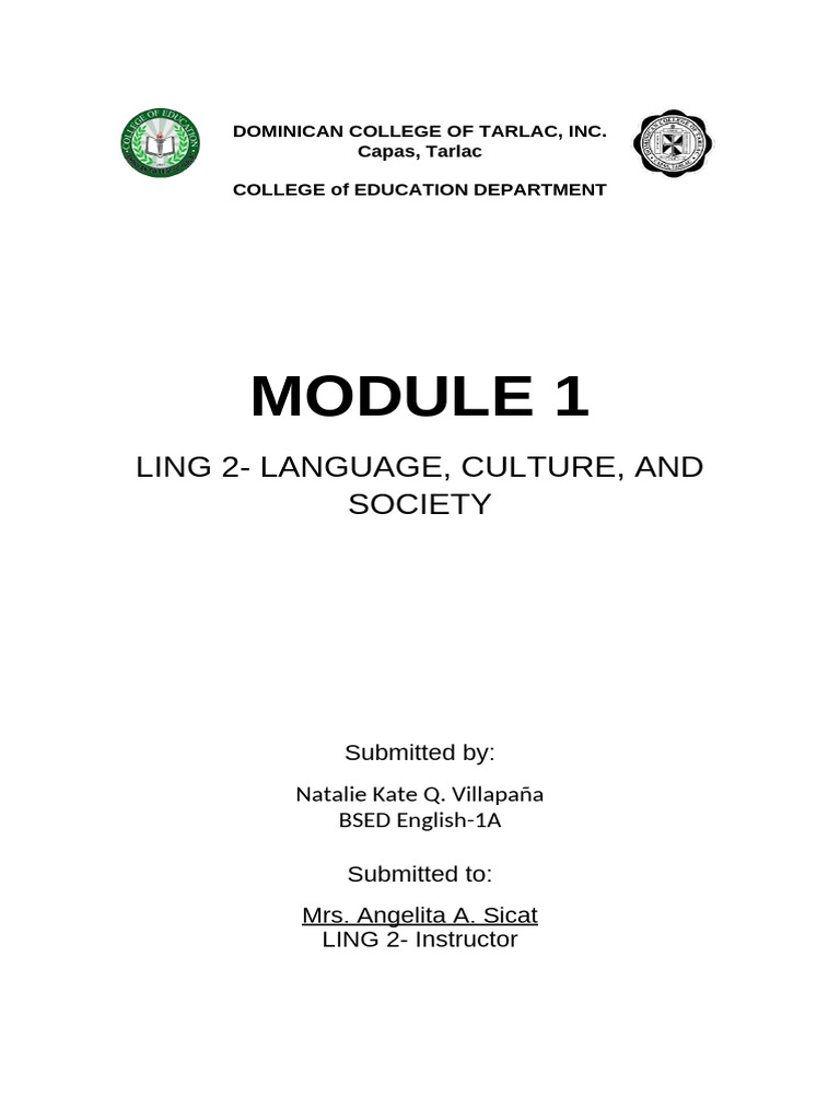 Language, Culture, and Society Module | PDF