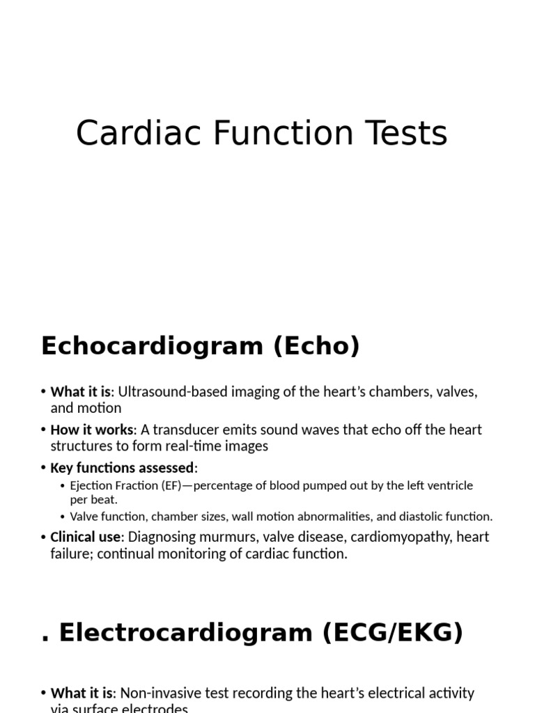 Cardiac Function Tests | PDF | Heart | Electrocardiography