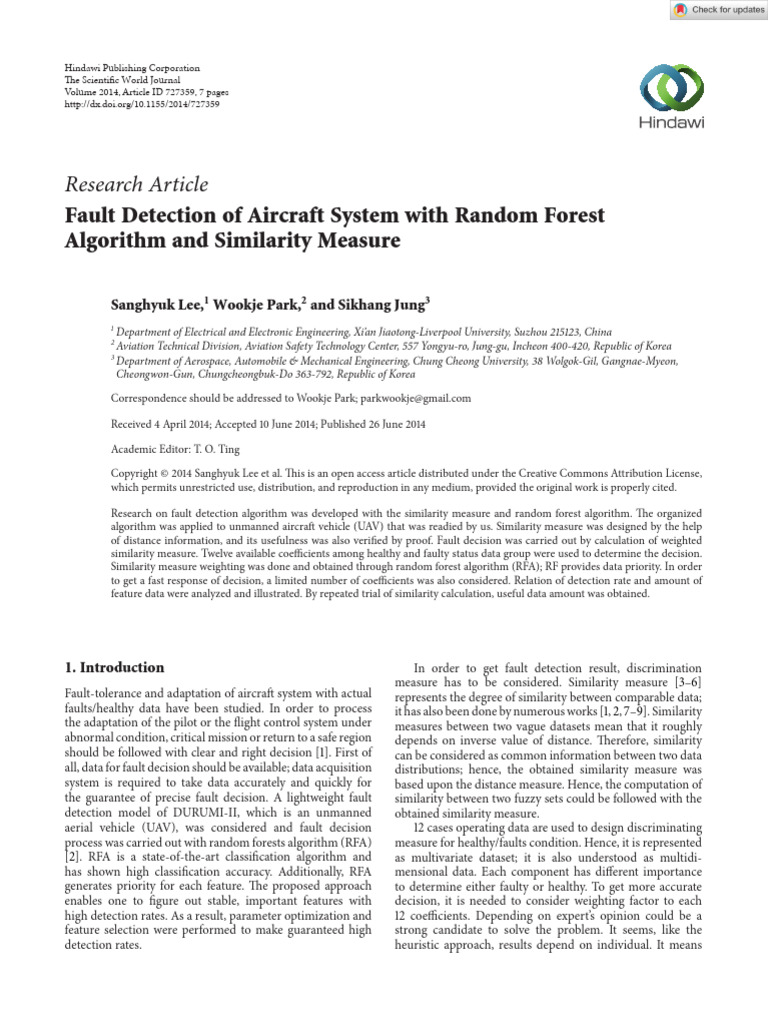 Aircraft Fault Detection Using Random Forest | PDF | Applied Mathematics