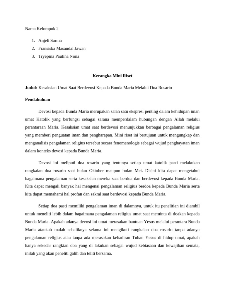 Kerangka Mini Riset (1) A | PDF