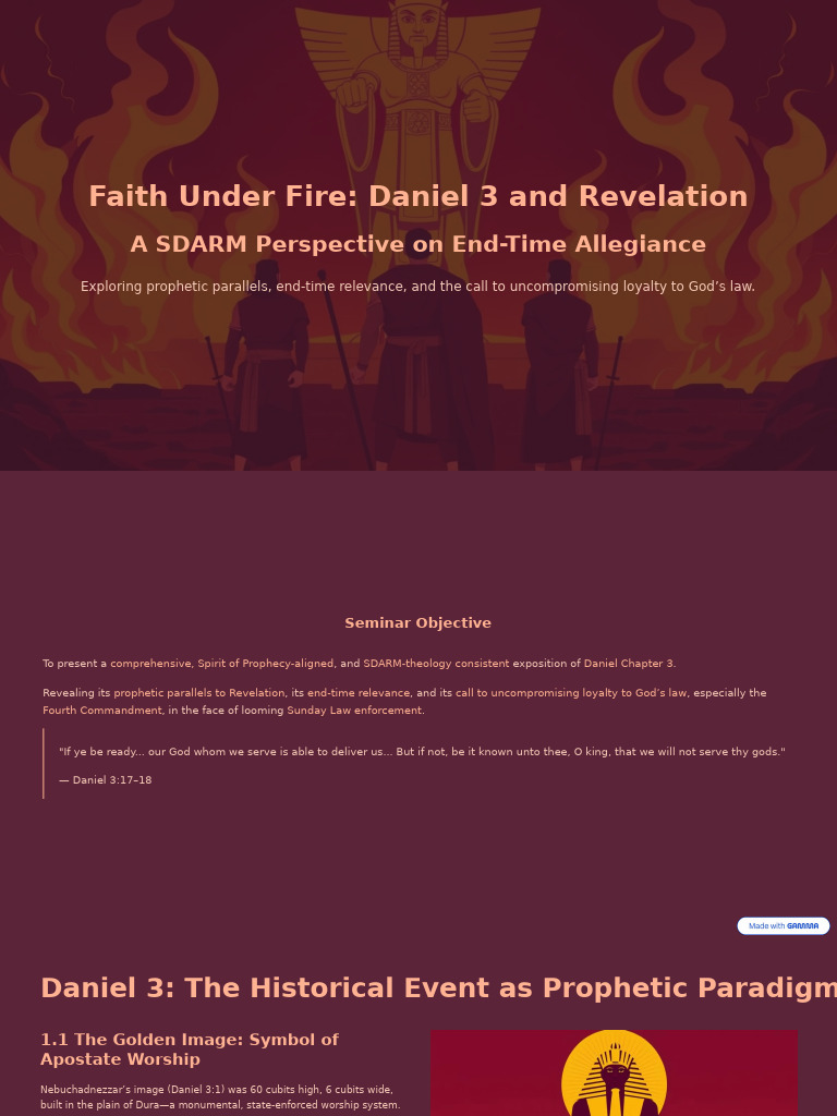 Faith Under Fire Daniel 3 and Revelation | PDF | Shadrach, Meshach, And ...