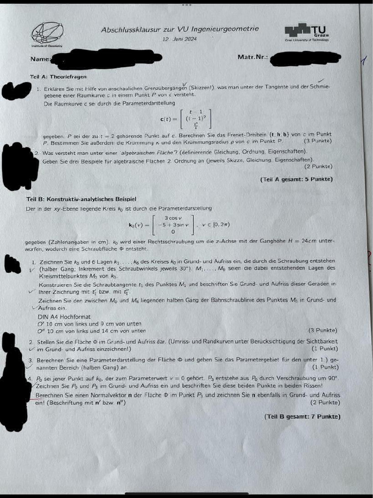 EGIRAFFE Ingenieurgeometrie VO - Maaaaax - Klausurangabe - 2024.06.12 | PDF