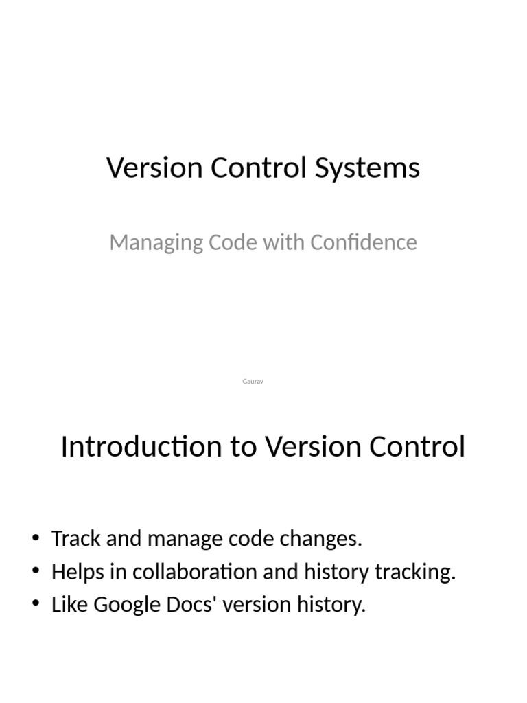 Version Control Systems Gaurav | PDF