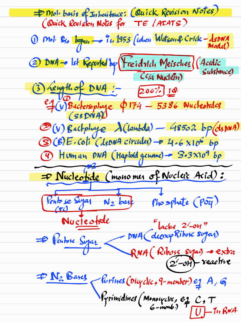 Molecular Quick Short Notes - Compressed | PDF