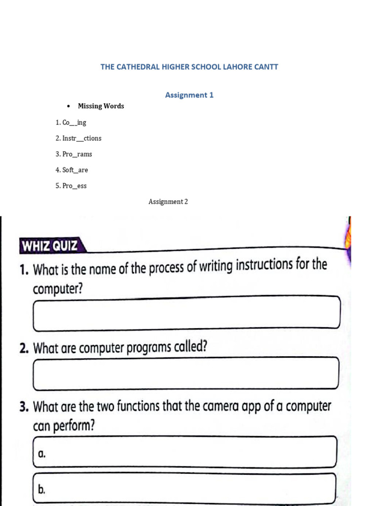 Class 1 Computer Project Assignments | PDF