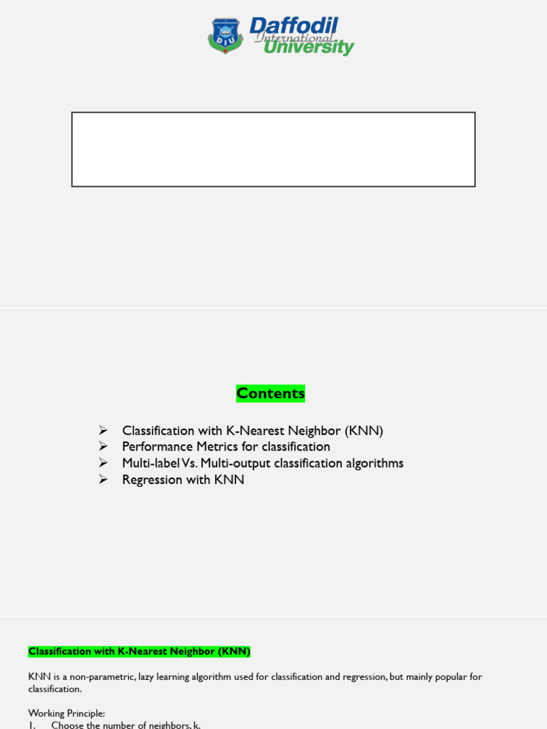 KNN Classification and Regression Metrics | PDF | Sensitivity And ...