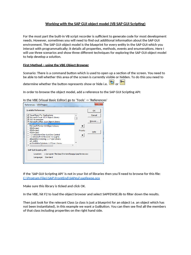 Exploring SAP GUI Object Model in VB | PDF | Visual Basic For ...