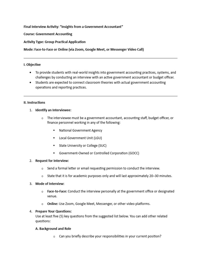 Final Interview Activity | PDF