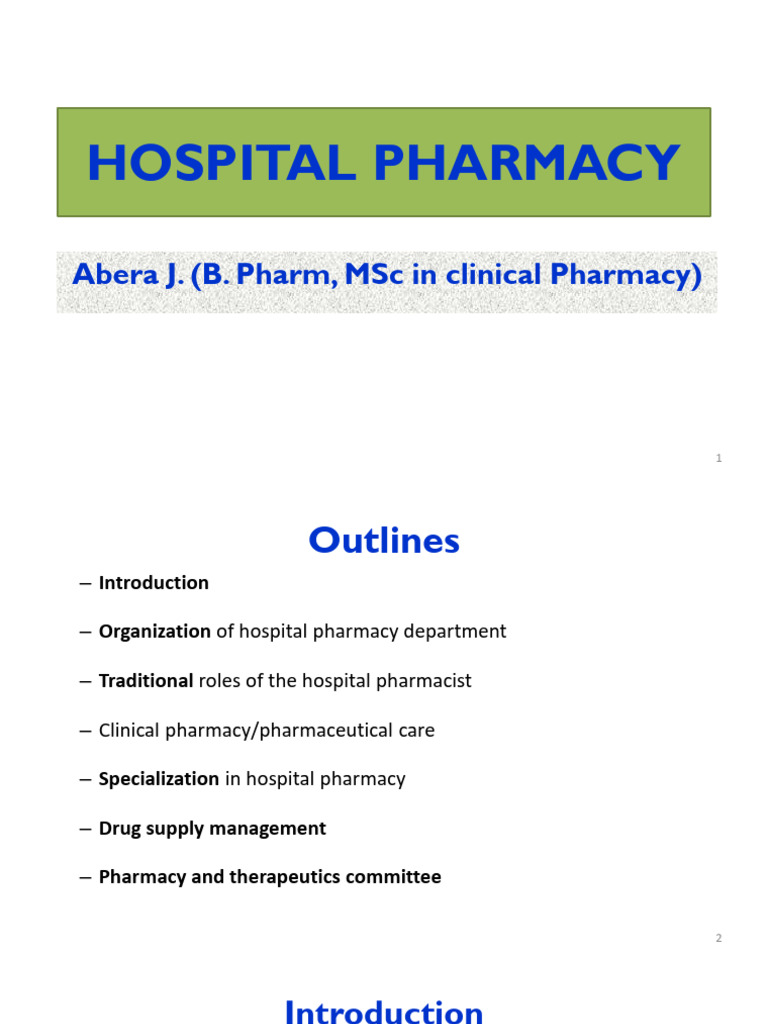 Hospital Pharmacy Services Overview | PDF | Pharmacy | Medical Prescription