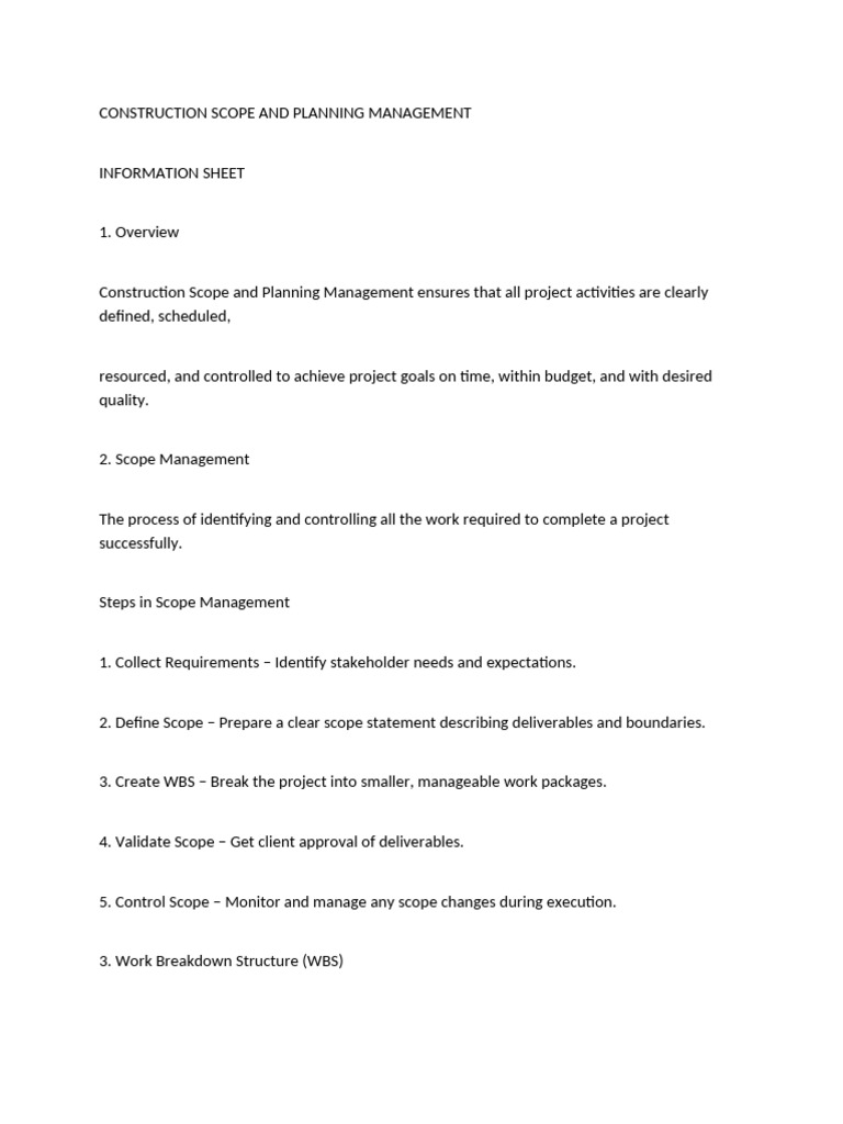 Construction Scope Management | PDF | Project Management