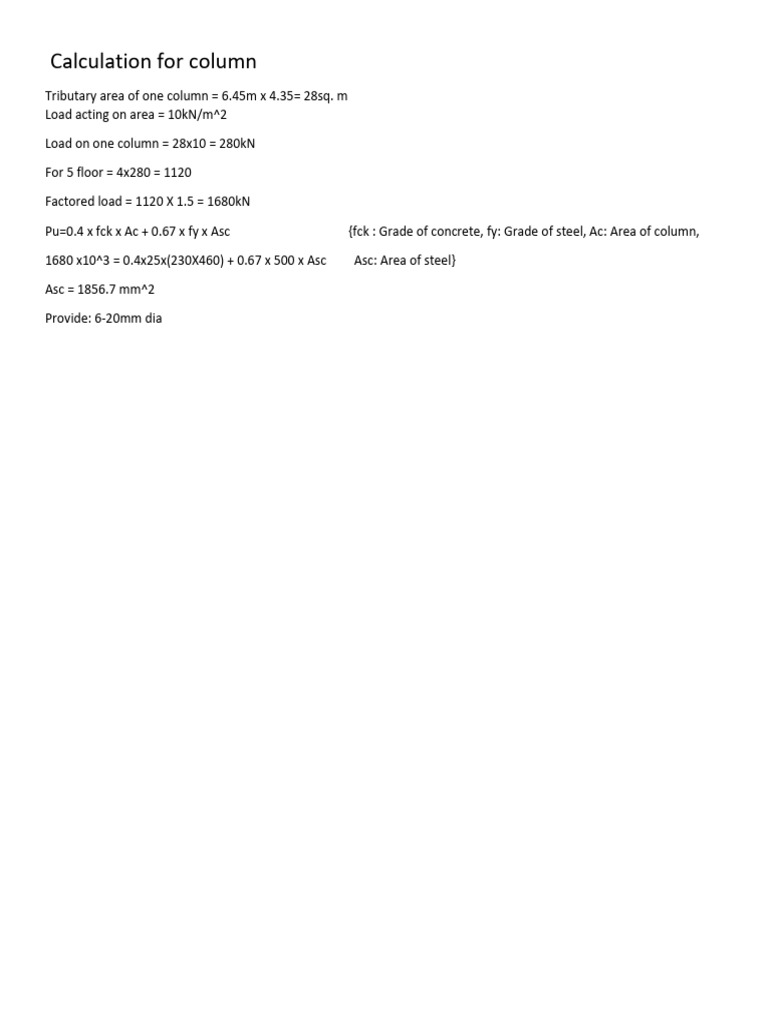 Calculation For Column | PDF
