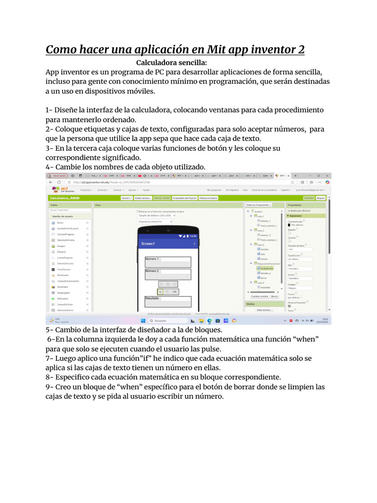Como Hacer Una Aplicación en Mit App Inventor 2 - J.M.M.B | PDF