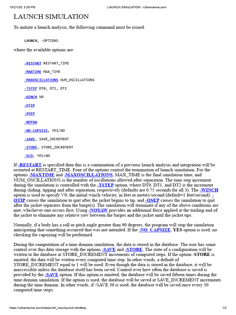 Launch Simulation Command Options | PDF | Databases | Information Retrieval