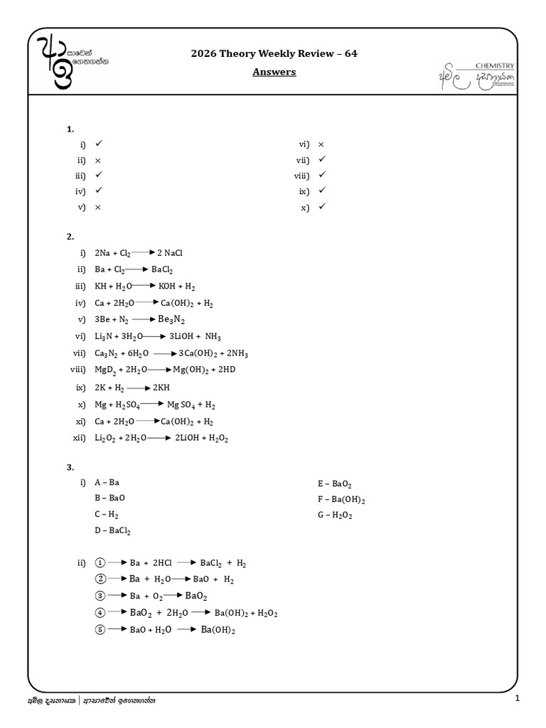 Chemical Reactions and Element Analysis | PDF
